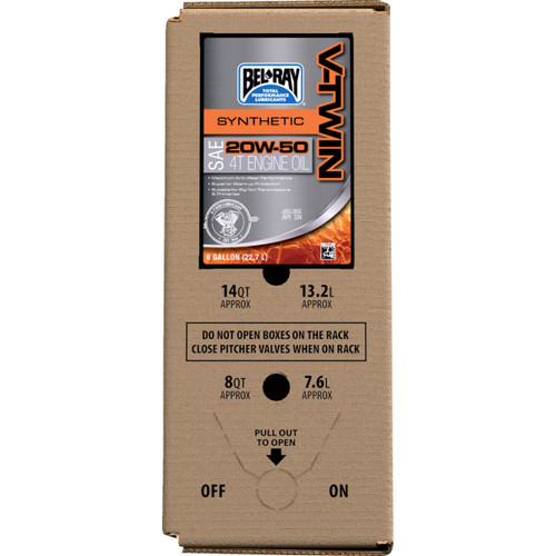 Bel-ray #303133150033 - V-Twin Synthetic Oil - 20W-50 - 6 U.S. gal. - Bag-In-Box