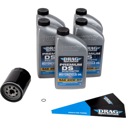 Drag Specialties OIL - Full Synthetic Oil Change Kit - 20W50 - M8 - Black Filter