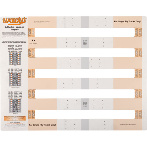 Woody's #286S-TEMP-3 - Studding Template - Track - 120"/129"/137"/146"/154" - 2.86" Pitch