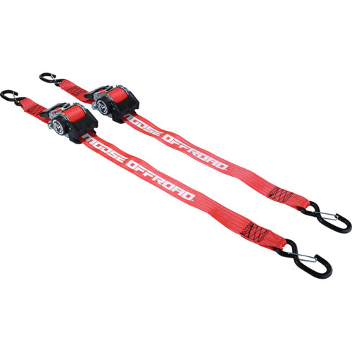 Moose Offroad - Retractable Ratcheting Straps - 2" x 10' - Red