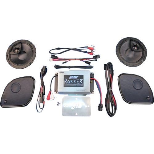 J & M #RKT6-200HR15 - 200 W 2-Channel Amplifier/Speaker Kit - Harley Davidson