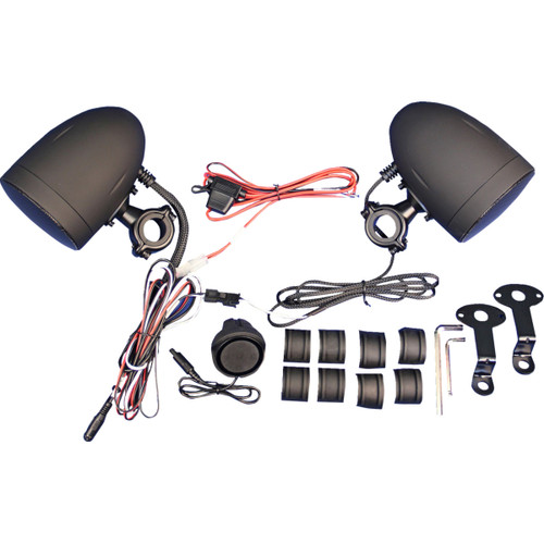 J & M #MHAS-BLU3B - Amplified Speaker Kit - Handlebar - Black - Universal