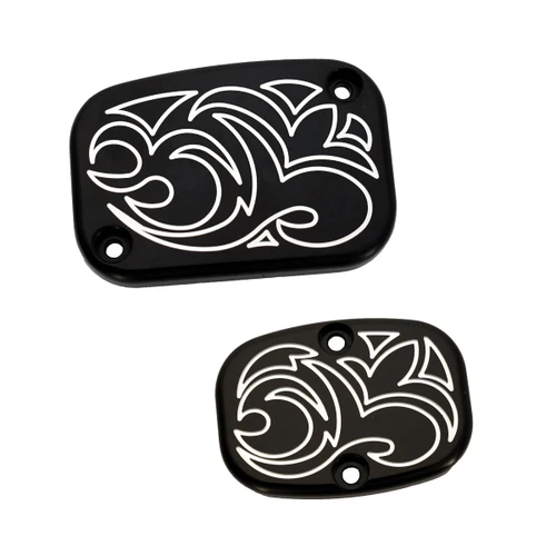 Arlen Ness #91-219 - Engraved Master Cylinder Cover Set, Black