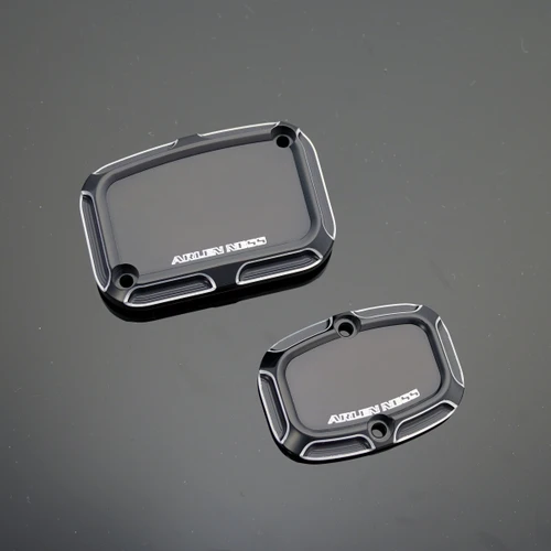 Arlen Ness #91-215 - Beveled Master Cylinder Cover Set, Black - 21-up FLT