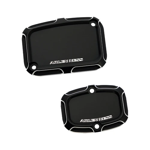 Arlen Ness #91-210 - Beveled Master Cylinder Cover Set, Black - 05-07 FLT