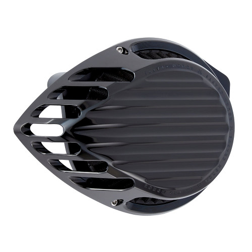 Arlen Ness #RC-600-002 - Rough Crafts® Finned Air Cleaner, Black - 00-17 Twin Cam (Exc. FBW & 99-01 FI FLT)