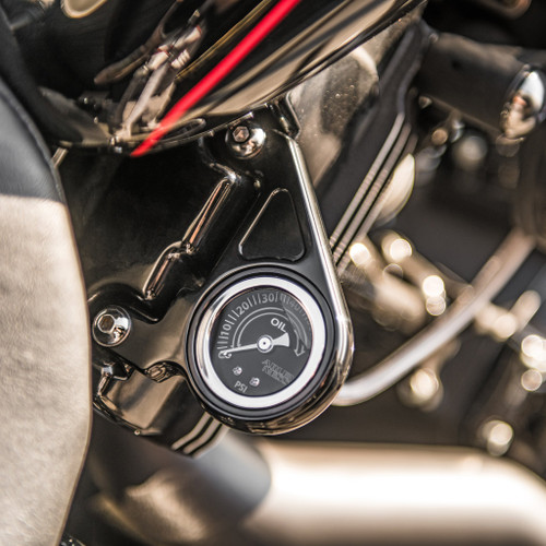 Arlen Ness #15-677 - Radius Oil Pressure Gauge, Black - 93-up XL Sportster