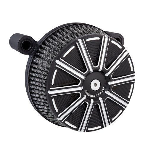 Arlen Ness #50-292 - 10-Gauge® Stage 1 Big Sucker™, Black - 93-99 Evo / Black cotton /Stainless steel jacket