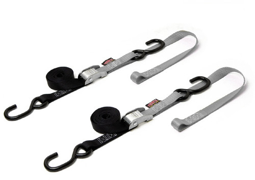 Powertye #23624 BK/CHRM - Tie-down CAM S-hook Soft-tye 1"x6' Black/Silver Pair