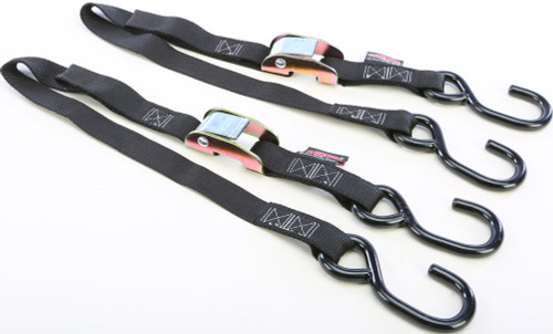 Powertye #22032 - Tie-down CAM S-hook Watercraft 1"x3' Black Pair