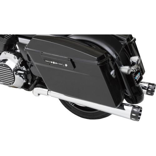 Bassani Xhaust #FLH-517L - Megaphone Slip-On Mufflers - Chrome/Polished - Tapered - Performance Baffle