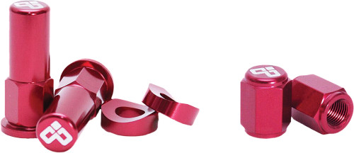Dubya #68-051R - RIM Lock NUT & Valve CAP KIT RED