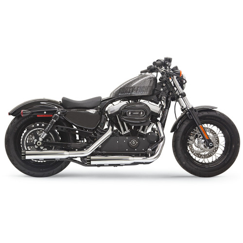 Bassani Xhaust #1X27T - Firepower Series Slip-On Mufflers - Chrome/Black - Fluted - Sportster