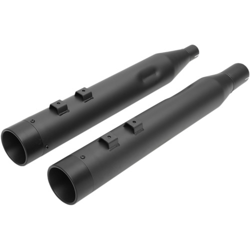 Drag Specialties - 4" Slip-On Mufflers with Billet End Caps - Black/Black