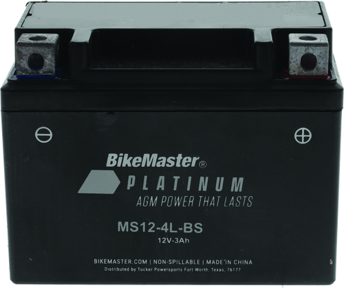 BikeMaster 780731 BikeMaster AGM Battery - MS12-4L-BS