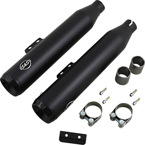 S&S Cycle #550-0754B - Grand National Slip-On Mufflers - 50-State - Guardian Black - M8 Softail