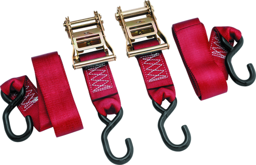 BikeMaster 100577 BikeMaster 2x84in Ratchet Tiedown Pair - Red