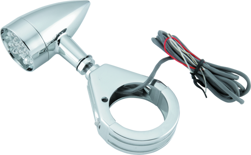 Bikers Choice 482422 Bikers Choice Chrome Mini LED Turn Signals W/ 41 MM Clamp Universal Custom Pr
