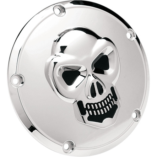 Drag Specialties - 3-D Skull Derby Cover - Chrome - 5 Hole