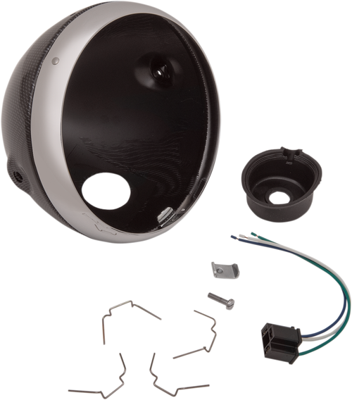 7" Lucas Style Headlight Shell - Faux Carbon
