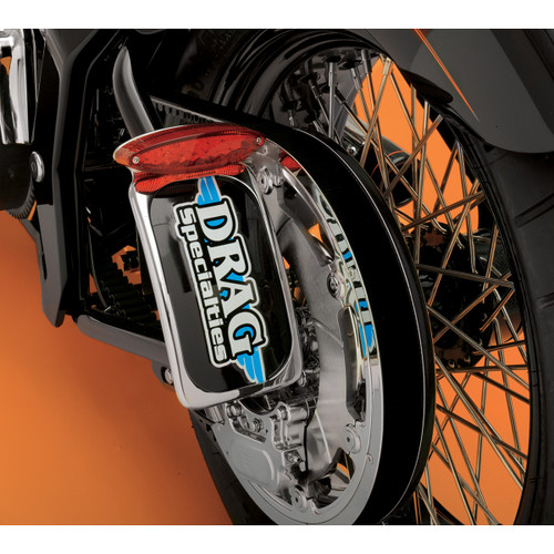 Drag Specialties - Taillight/License Plate Mount - Cat Eye -Red Lens - Clear LED
