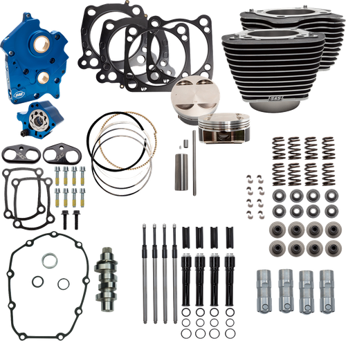 S&S Cycle #310-1056C - Power Pack - Oil Cooled - 550C - Wrinkle Black w/Highlight - Black Pushrod Tubes - M8