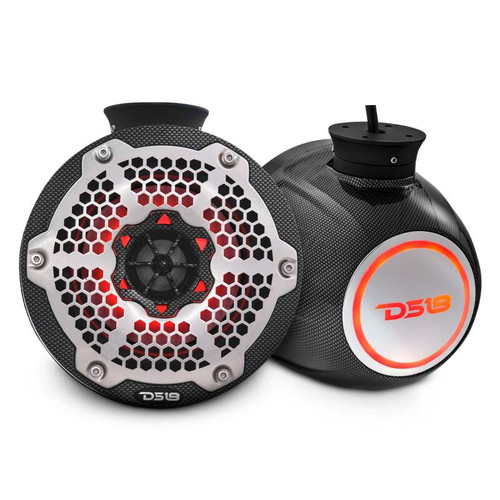 DS18 CF-PS6 DS18 Compact Towers With Flat And Pole Mounts 6.5in 100 Watts RMS RGB LED Lights Black Carbon Fiber