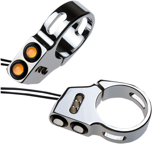 Rat Eye LED Turn Signals - 39 mm - Chrome