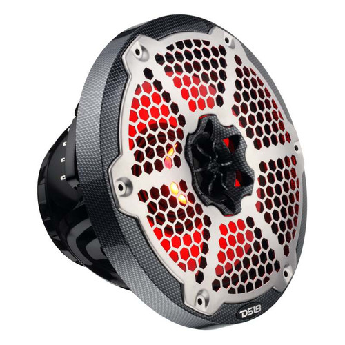 DS18 CF-8MD DS18 Hybrid Marine Speaker w/ Driver And RGB LEDs 8in 2-Way 350 Watts RMS 4 ohm Crbn Fiber w/ Cover