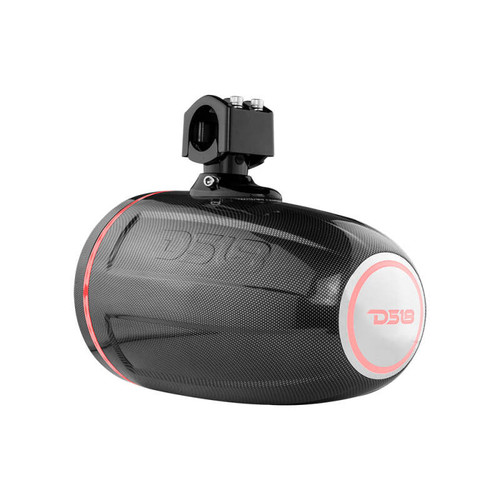DS18 CF-X8TP DS18 Marine And Powersports Tower 8in 125 Watts RMS RGB LED Lights Black Carbon Fiber