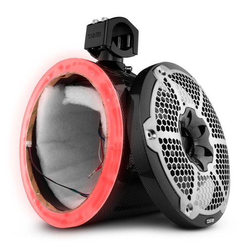 DS18 CF-X10TP.NS DS18 Marine And Powersports Towers 10in RGB LED Lights Black Carbon Fiber Speakers Not Included