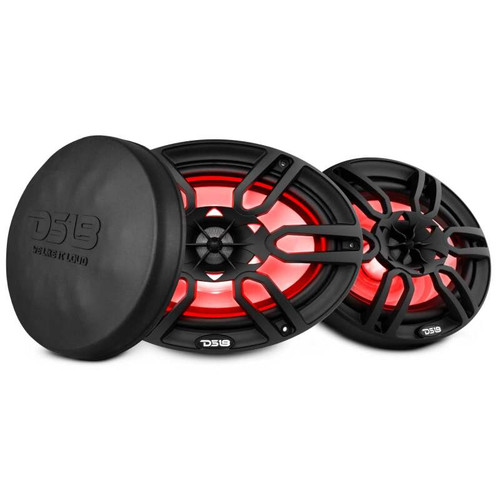 DS18 NXL-69/BK DS18 NXL Series Coaxial Marine Speaker w RGB Lights 6x9in 2-Way 125 Watts RMS 4 ohm Black w Cover