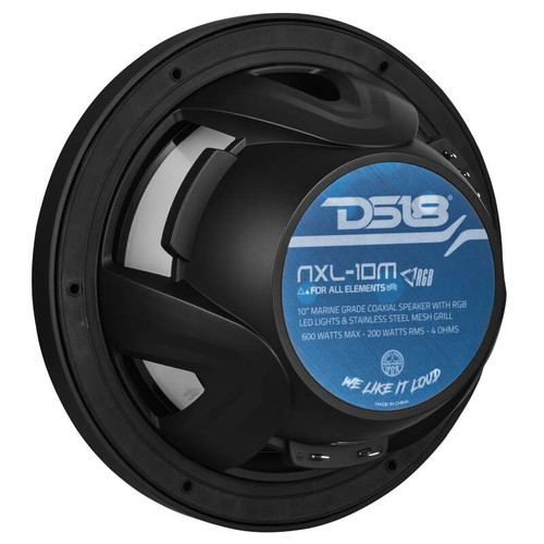 DS18 NXL-10M/BK DS18 NXL-M Series Speaker w/ RGB LED Lights 10in 2-Way 200Watts RMS 4 ohm Black