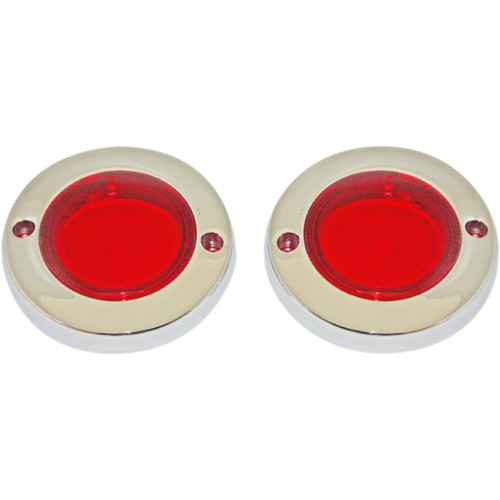Custom Dynamics #PB-FLAT-BEZ-CR - ProBEAM® Flat Bezel Turn Signal Adapters - Chrome/Red
