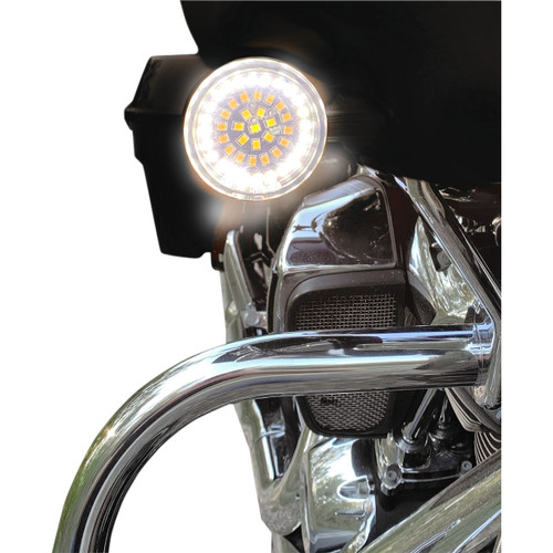 Drag Specialties - Bullet-Style Dual Front Turn Signal Insert - White - Amber
