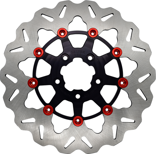 Gbrakes #DF680CW-B-R - Rotor 11.5" Floating Wave FR Black/RED Buttons
