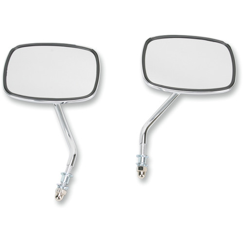Emgo #20-21706 - Mirrors - Side View - Plain Face/Rectangle - Short Stem - Left/Right - Screw-In - Pair