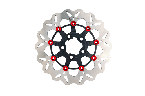 Gbrakes #GBDU079 - Rotor 11.5" Floating Wave RR Black/RED Buttons