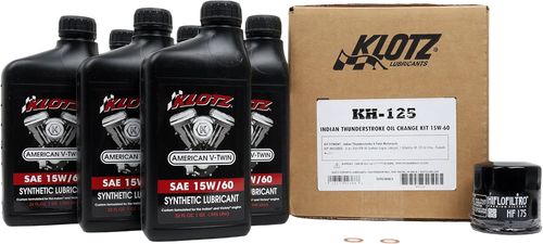 Klotz #KH-125 - Indian Thunderstroke 6QT Synthetic OIL Change KIT