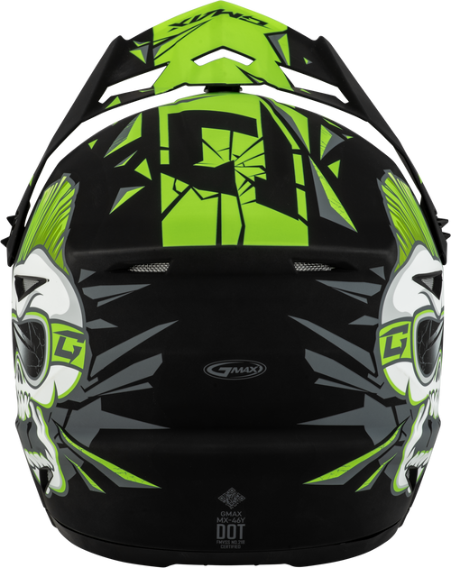 Gmax #D3465221 - Youth Mx-46y Unstable Helmet Matte Black/Green YM