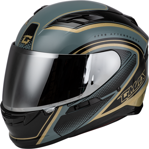 Gmax #F19841026-DOT - Ff-98 Aftershock Helmet Grey/Metallic Gold LG