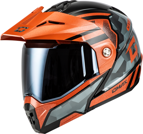 Gmax #M17411253 - Md-74 Striker Modular Helmet W SMK Shield BLK/GRY/OR Mtlc XS