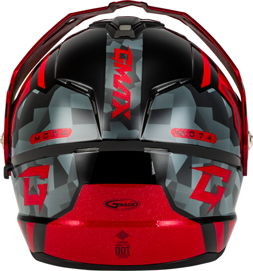 Gmax #M17411154 - Md-74 Striker Modular Helmet W RED Shield BLK/GRY/RD Mtlc SM