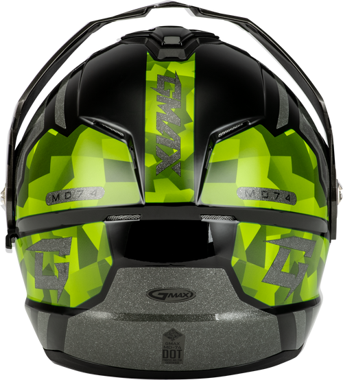 Gmax #M17411068 - Md-74 Striker Modular Helmet W GLD Shld BLK/Slvr/GRN Mtlc 2X