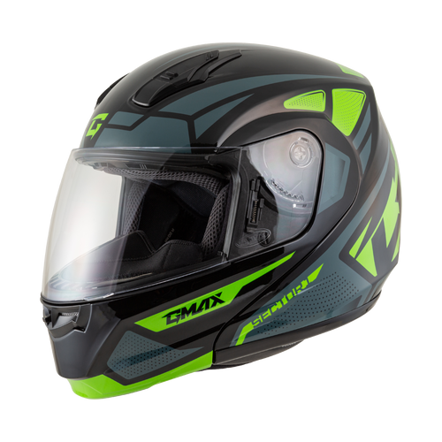Gmax #M1043773 - Md-04 Sector Helmet Black/GRN/WHT XS