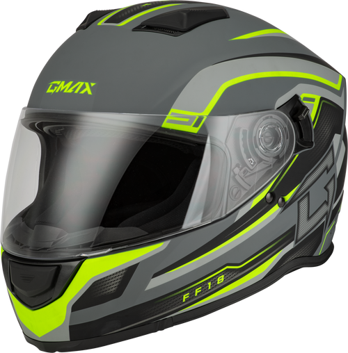 Gmax #F1181333 - Ff-18 Drift Helmet Matte Grey/Hi-viz XS