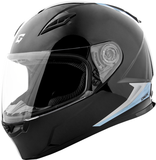 Gmax #F1498434 - Ff-49 Syth Helmet Black/Silver Blue SM