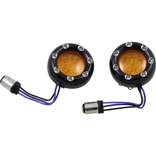 Arlen Ness #12-759 - LED Light Kit for Factory Turn Signal Housing - Amber/White - Black