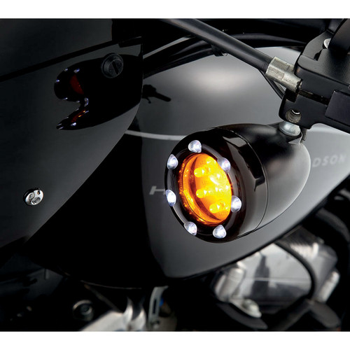 Arlen Ness #12-759 - LED Light Kit for Factory Turn Signal Housing - Amber/White - Black