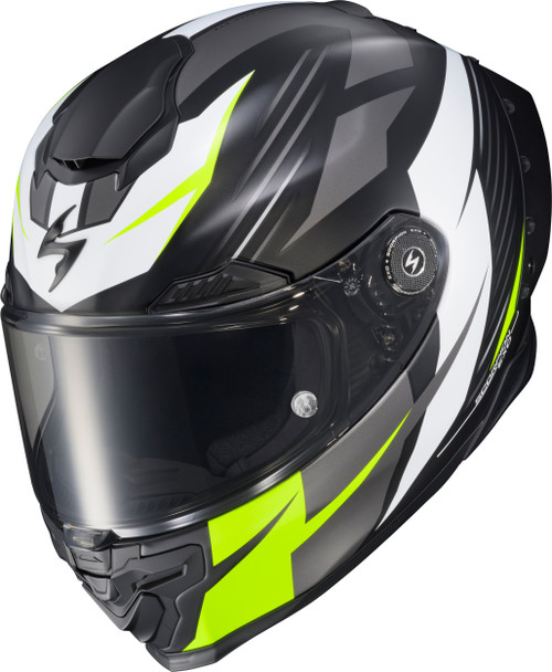 Scorpion EXO #WAR-3116 - Apex Exo-warp Full Face Helmet Dilithium BLK/Whit/Hi-vis XL